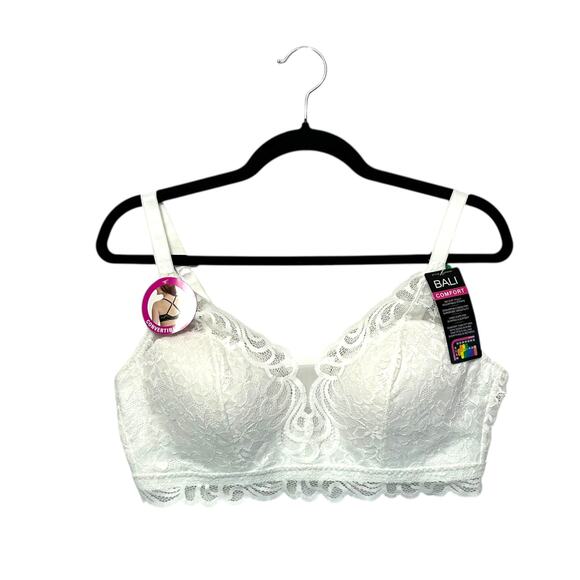 Bali Other - Bali Beautifully You Lace Wireless Bra NWT Womens Sz L White Convertible Comfort